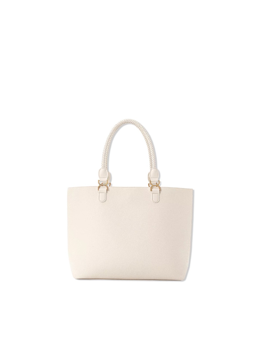 Ulta Beauty Cream Pebbled Tote with Silver Rings